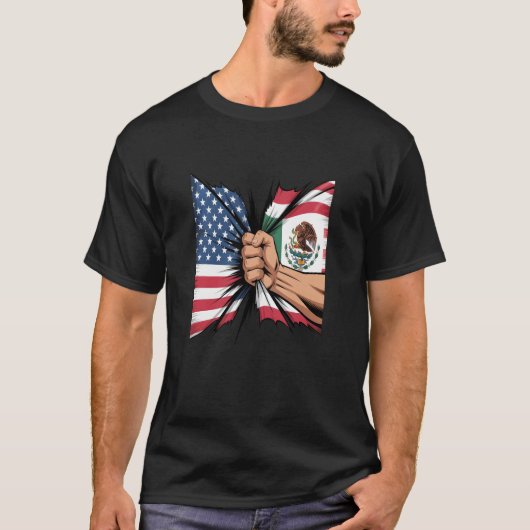 Mexico Verenigde Staten Vlag Mexicaans-Amerikaans T-shirt (Voorkant)