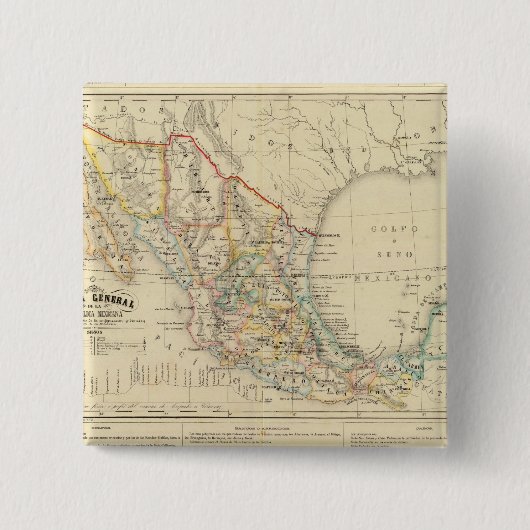 Mexico Vierkante Button 5,1 Cm (Voorkant)