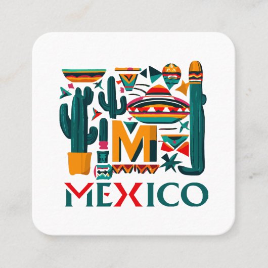 MEXICO VIERKANTE VISITEKAARTJE (Voorkant)