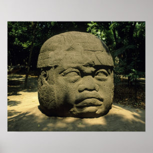 Mexico, Villahermosa, reusachtig Olmekenhoofd, La  Poster
