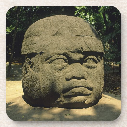 Mexico, Villahermosa, reuzenkop Olmec, La Venta Drankjes Onderzetter (Voorkant)