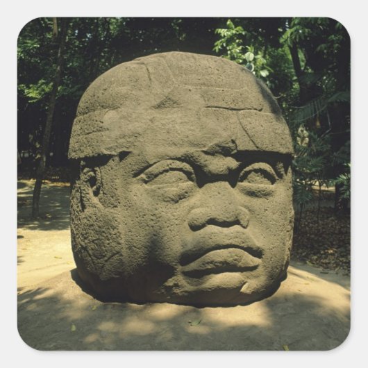 Mexico, Villahermosa, reuzenkop Olmec, La Venta Vierkante Sticker (Voorkant)