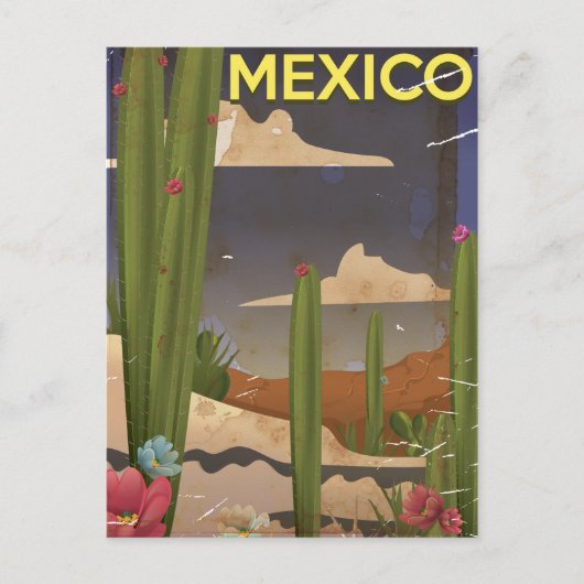 Mexico Vintage reisposter. Briefkaart (Voorkant)