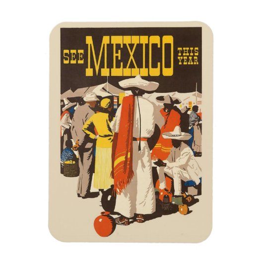 Mexico Vintage Travel Magnet Magneet (Verticaal)