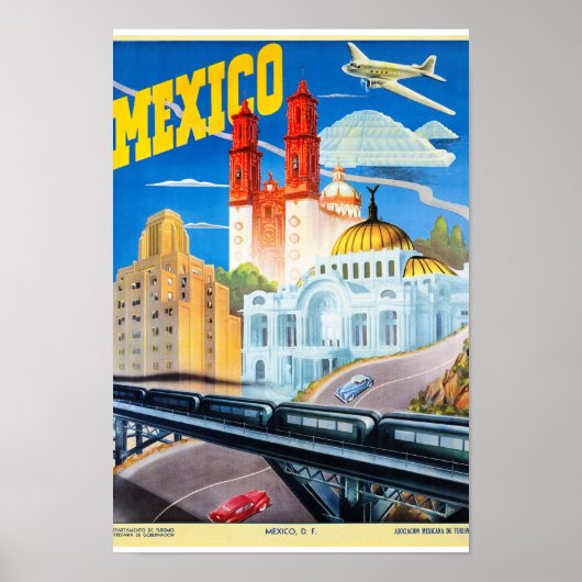 Mexico Vintage Travel Poster teruggezet (Voorkant)