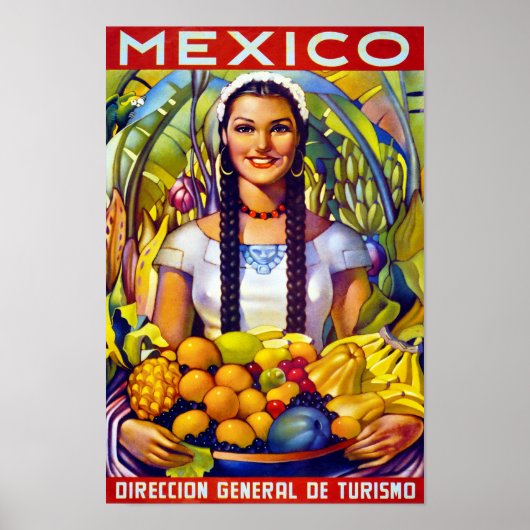 Mexico Vintage Travel Poster teruggezet (Voorkant)