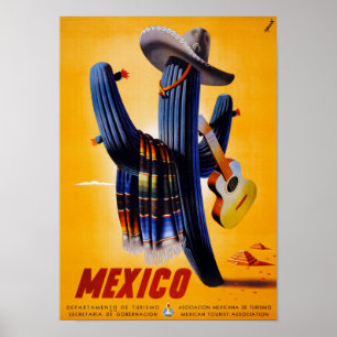 Mexico Vintage Travel Poster teruggezet