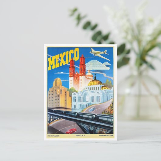 Mexico Vintage Travel Poster teruggezet Briefkaart (Staand voorkant)