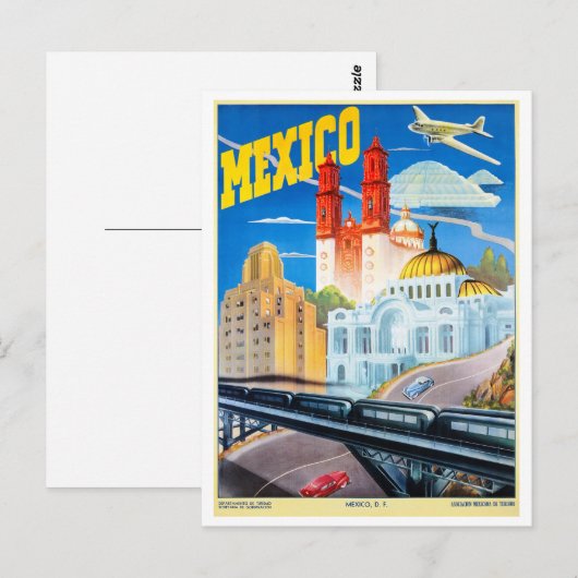 Mexico Vintage Travel Poster teruggezet Briefkaart (Voorkant / Achterkant)