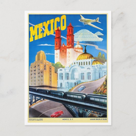 Mexico Vintage Travel Poster teruggezet Briefkaart (Voorkant)