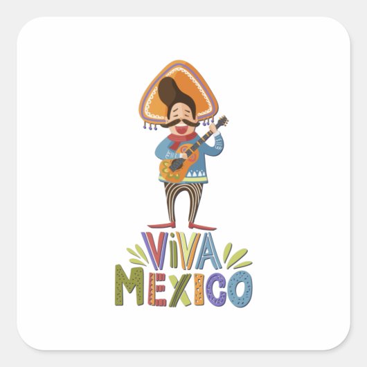 Mexico - Viva Mexico Singer - licht Vierkante Sticker (Voorkant)