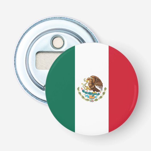 Mexico Vlag, Bandera de Mexicaanse Republiek Button Flesopener (Voorkant)