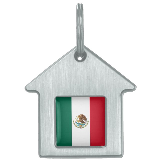 Mexico Vlag, Bandera de Mexicaanse Republiek Huisdieren Naamplaatje (Voorkant)