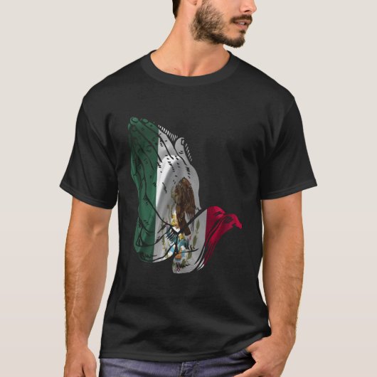 Mexico Vlag Bidden Handen T-shirt (Voorkant)
