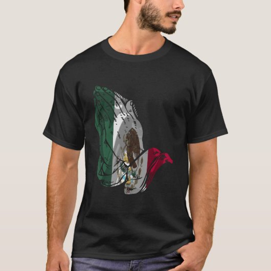 Mexico Vlag Bidden Handen T-shirt (Voorkant)