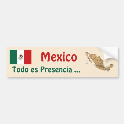 Mexico Vlag en Landkaart Bumpersticker (Voorkant)