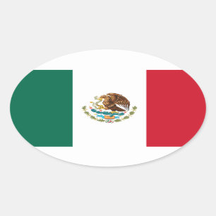 Mexico* Vlag Europese stijl Ovale Sticker