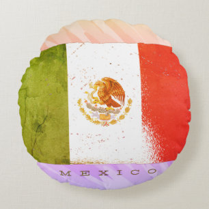 Mexico Vlag Grunge Stijl Ontwerp Rond Kussen