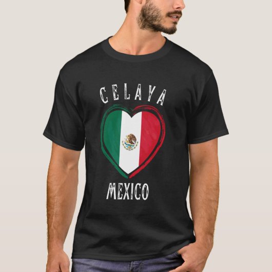 Mexico Vlag Hart Celaya Stad T-shirt (Voorkant)