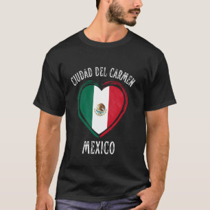Mexico Vlag Hart Ciudad Del Carmen Stad T-shirt