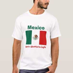 Mexico Vlag + Kaart + Tekst T-Shirt