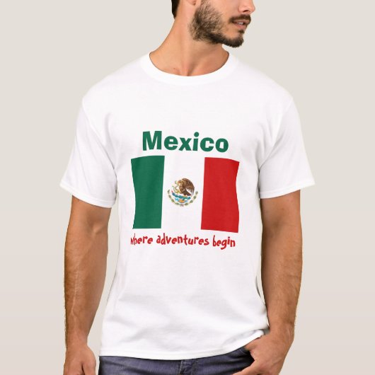 Mexico Vlag + Kaart + Tekst T-Shirt (Voorkant)