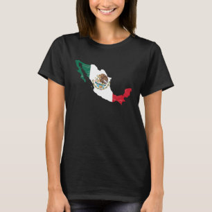 Mexico vlag met Mexicaanse kaart in nood T-shirt
