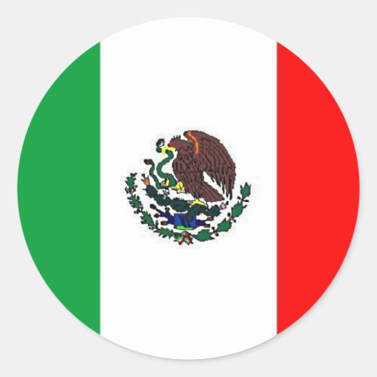 MEXICO-VLAG - NATIONALE MEXICAANSE VLAG RONDE STICKER (Voorkant)