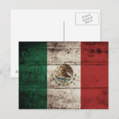 Mexico vlag op oude houten korrel briefkaart (Voorkant / Achterkant)