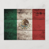 Mexico vlag op oude houten korrel briefkaart (Voorkant)