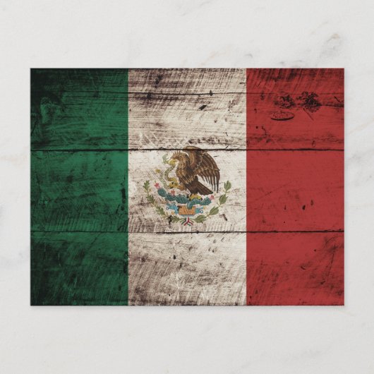 Mexico vlag op oude houten korrel briefkaart (Voorkant)