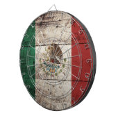 Mexico vlag op oude houten korrel dartbord (Voorkant Rechts)