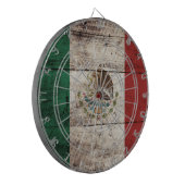 Mexico vlag op oude houten korrel dartbord (Voorkant Links)