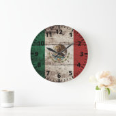 Mexico vlag op oude houten korrel grote klok (Huis)