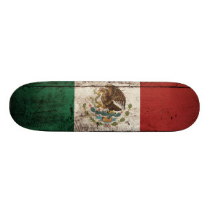 Mexico vlag op oude houten korrel persoonlijk skateboard