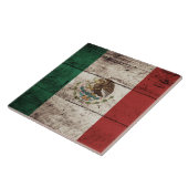 Mexico vlag op oude houten korrel tegeltje (Zijkant)