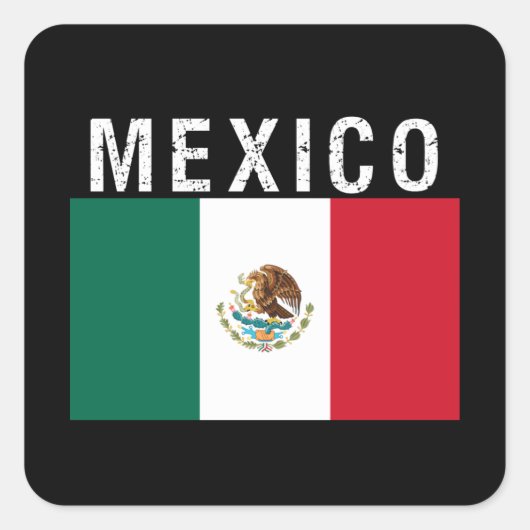 Mexico, vlag van Mexico Vierkante Sticker (Voorkant)