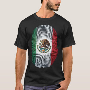 Mexico Vlag Vingerafdruk met Wapen T-Shirt