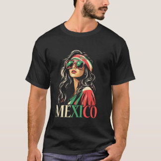 Mexico Vlag Vrouw Zonnebril Meisje México T-shirt