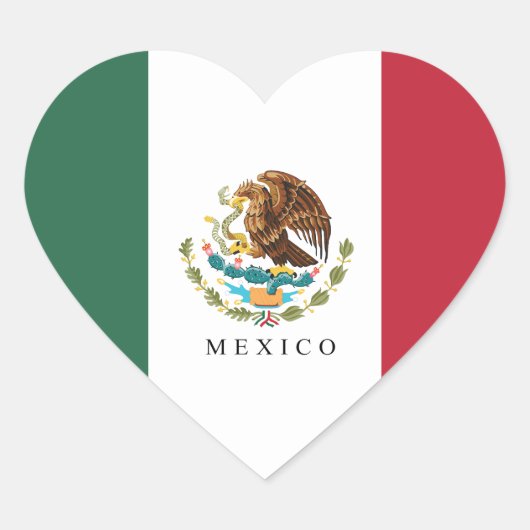 Mexico Vlag Wapen Typografie Grafisch Hart Sticker (Voorkant)