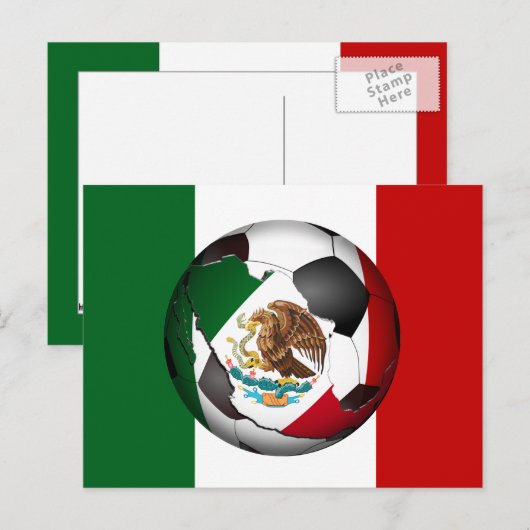Mexico-Voetbal met achtergrond van vlaggenkleuren Briefkaart (Voorkant / Achterkant)