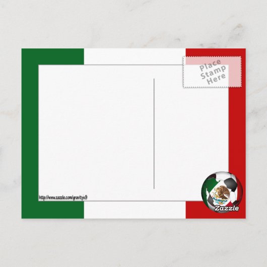 Mexico-Voetbal met achtergrond van vlaggenkleuren Briefkaart (Achterkant)