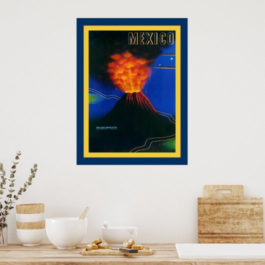 Mexico ~ Volcan Paricutin ~ Vintage Travel Poster (Keuken)