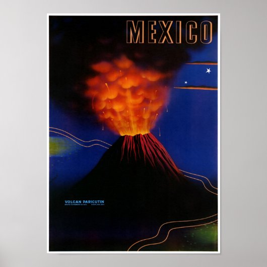Mexico Volcano Paricutin Vintage Poster hersteld (Voorkant)
