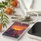 Mexico Volcano Travel Poster Sleutelhanger (Voorkant Rechts)