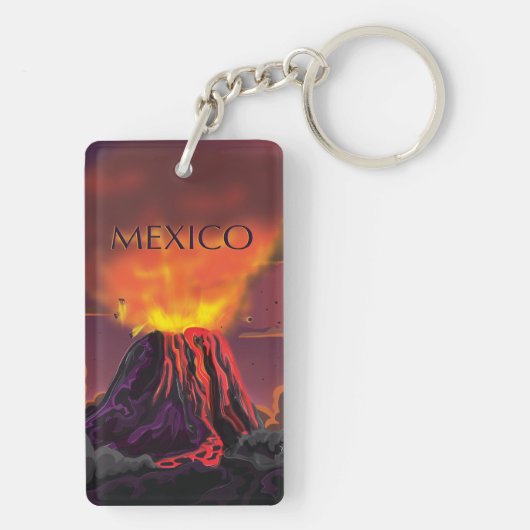 Mexico Volcano Travel Poster Sleutelhanger (achterkant)