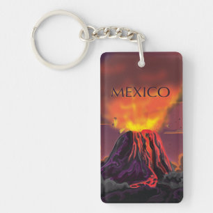 Mexico Volcano Travel Poster Sleutelhanger