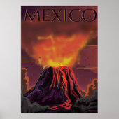 Mexico Vulkandreiging Reisposter Poster (Voorkant)