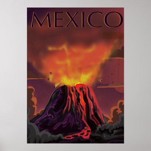 Mexico Vulkandreiging Reisposter Poster (Voorkant)