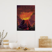 Mexico Vulkandreiging Reisposter Poster (Keuken)